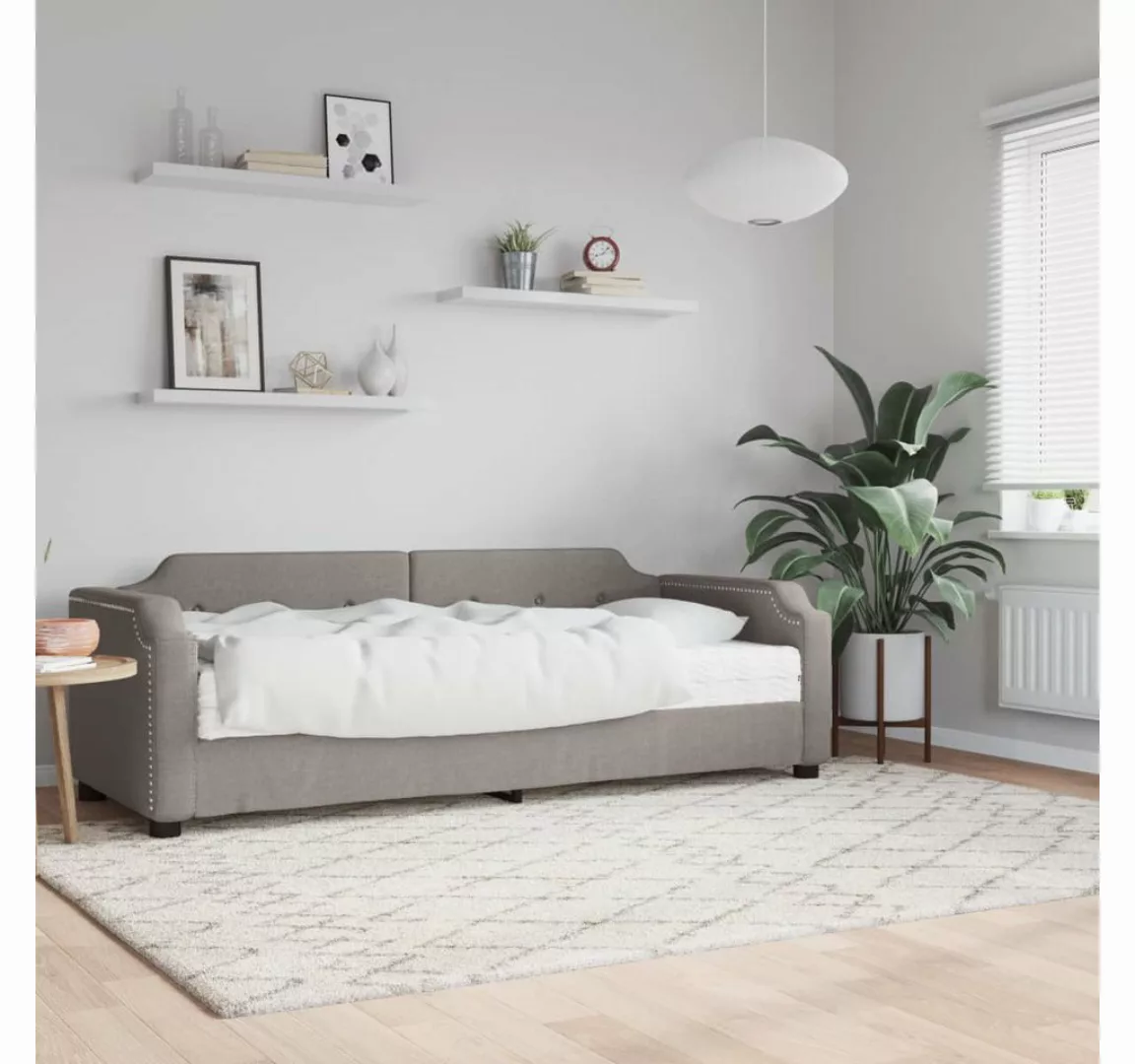 vidaXL Gästebett Gästebett Tagesbett mit Matratze Taupe 80x200 cm Stoff Bet günstig online kaufen