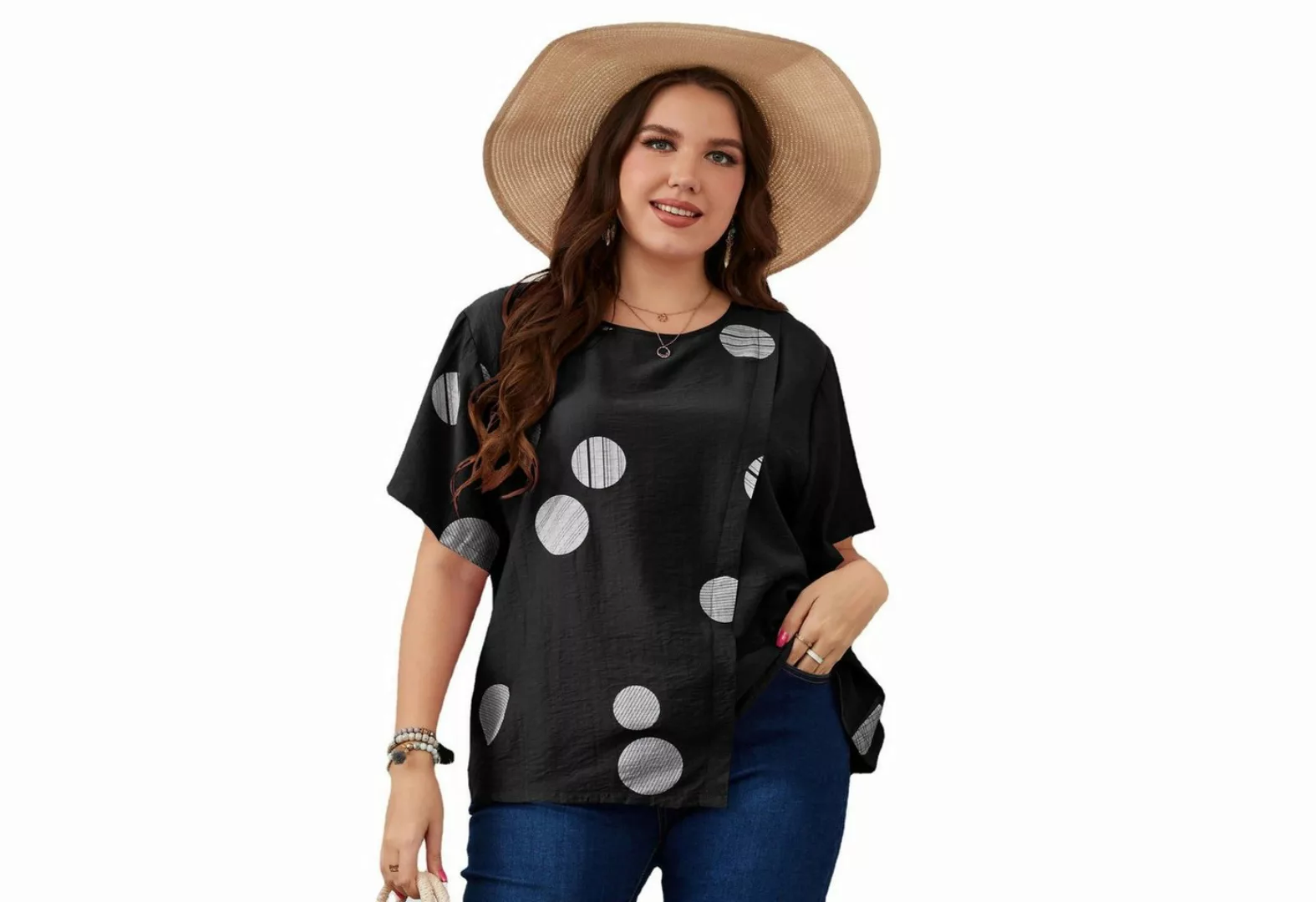 YRIIOMO T-Shirt Plus Size Mode Damen Rundhalsausschnitt Lockeres Kurzarm T- günstig online kaufen