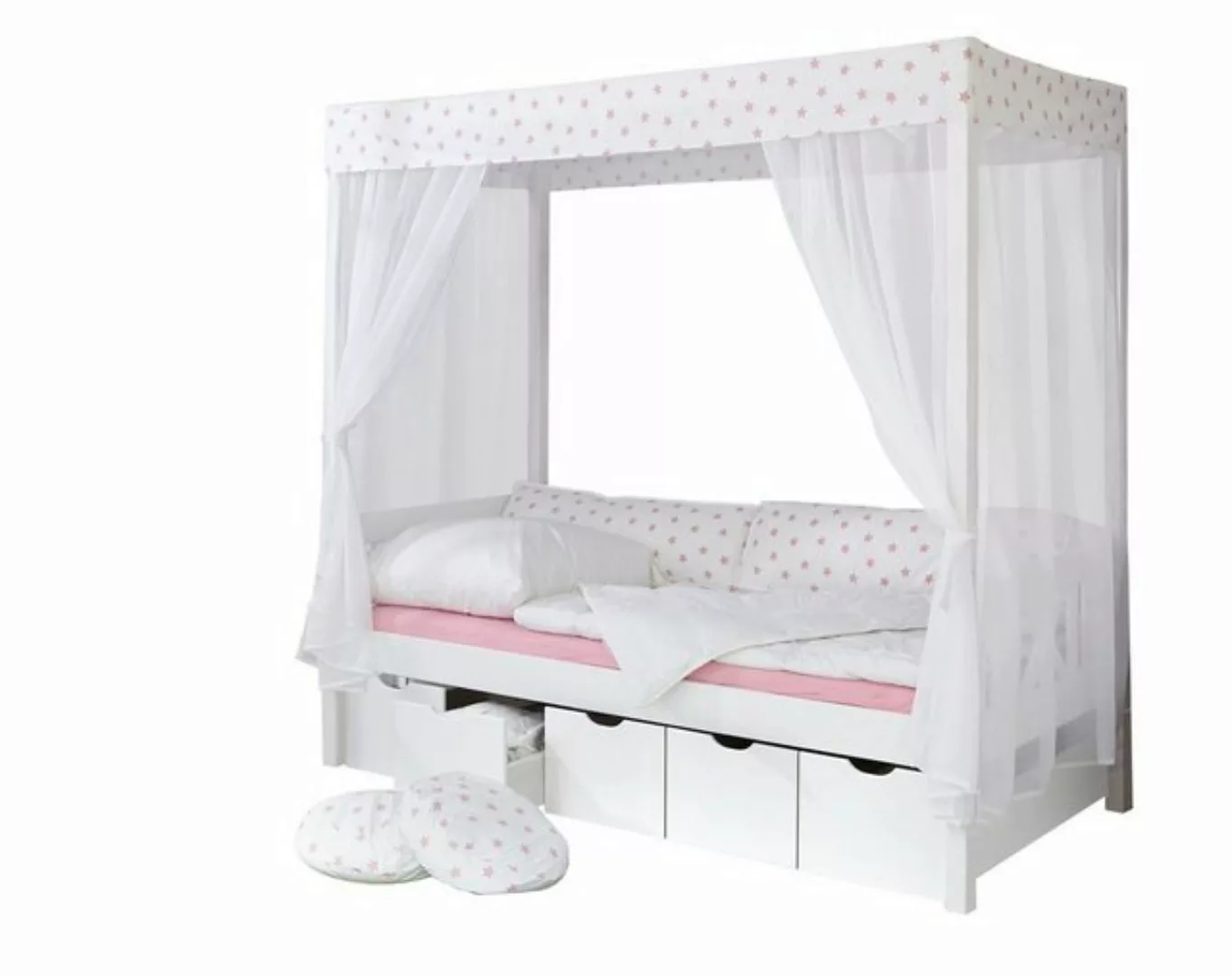 TICAA "Himmelbett ""Weiß-Rosa"" 310 Kiefer Weiß (Weiß/Rosa Stern)" weiß Gr. günstig online kaufen