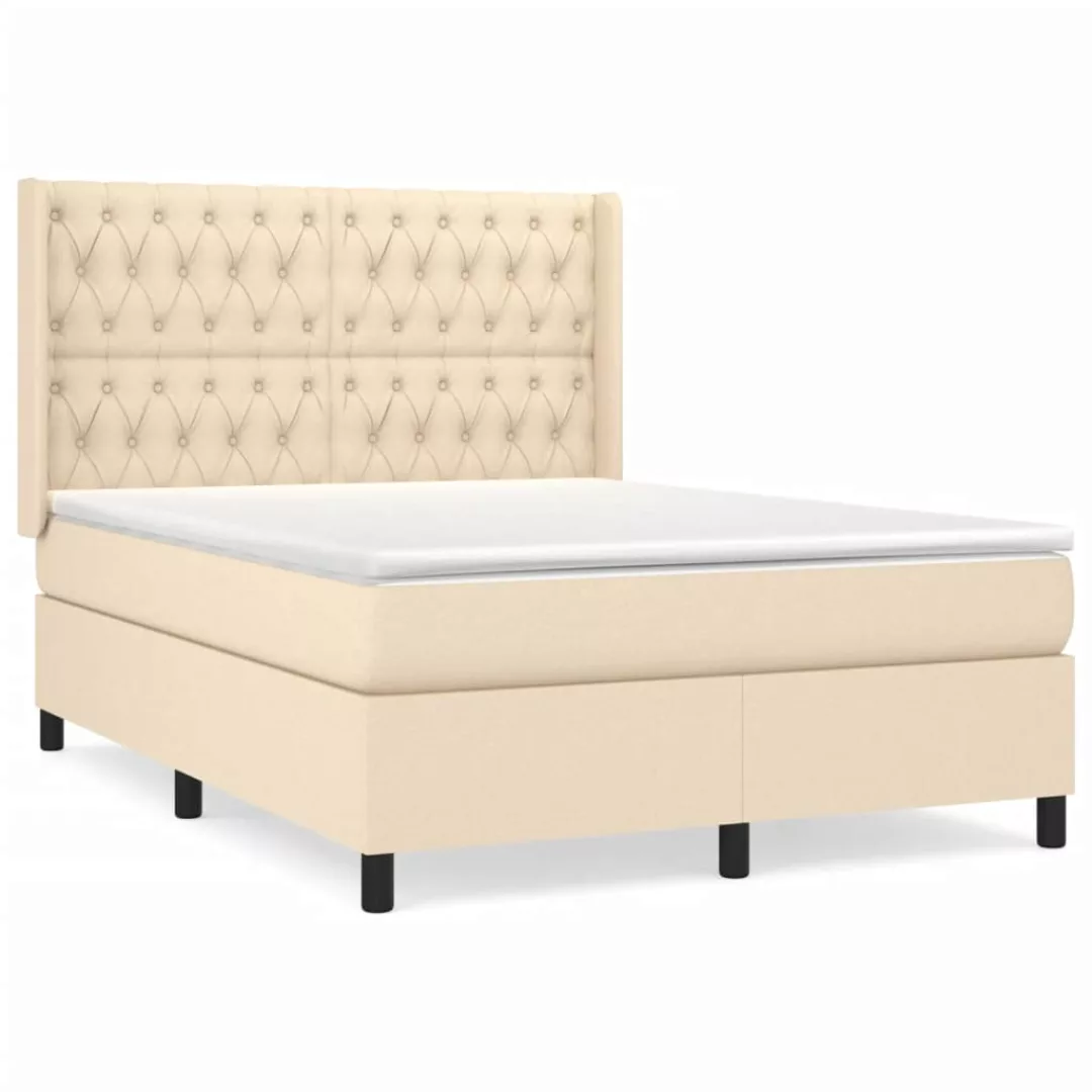 Vidaxl Boxspringbett Mit Matratze Creme 140x200 Cm Stoff günstig online kaufen