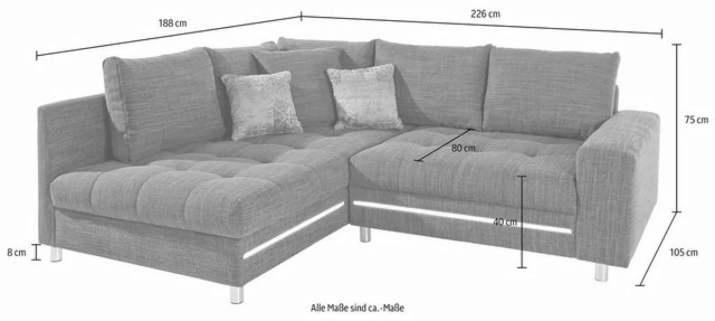 Mr. Couch Ecksofa Tobi L-Form, wahlweise mit Kaltschaum (140kg Belastung/Si günstig online kaufen