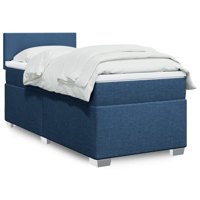 vidaXL Boxspringbett, Boxspringbett mit Matratze Blau 90x200 cm Stoff günstig online kaufen