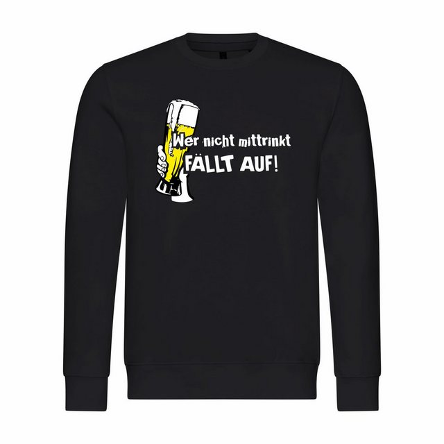 deinshirt Rundhalspullover Herren Sweatshirt Wer nicht mittrinkt fällt auf günstig online kaufen