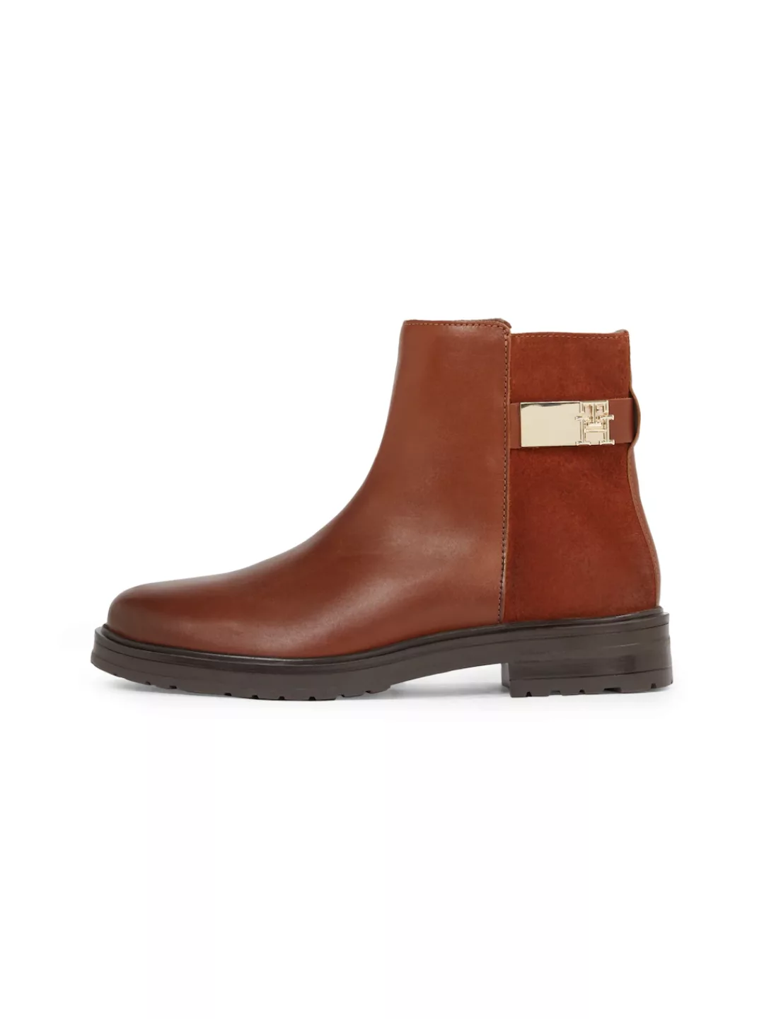 Tommy Hilfiger Stiefelette "TH LOGO LEATHER MIX CHELSEA", Blockabsatz, Busi günstig online kaufen