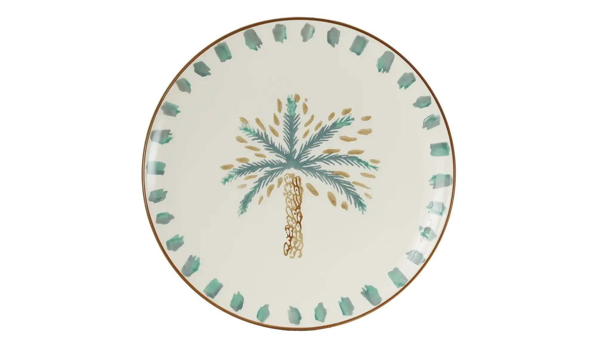 Teller Palme   ¦ beige ¦ Steinzeug/Steingut ¦ Maße (cm): H: 2,2  Ø: 25.7 Ge günstig online kaufen