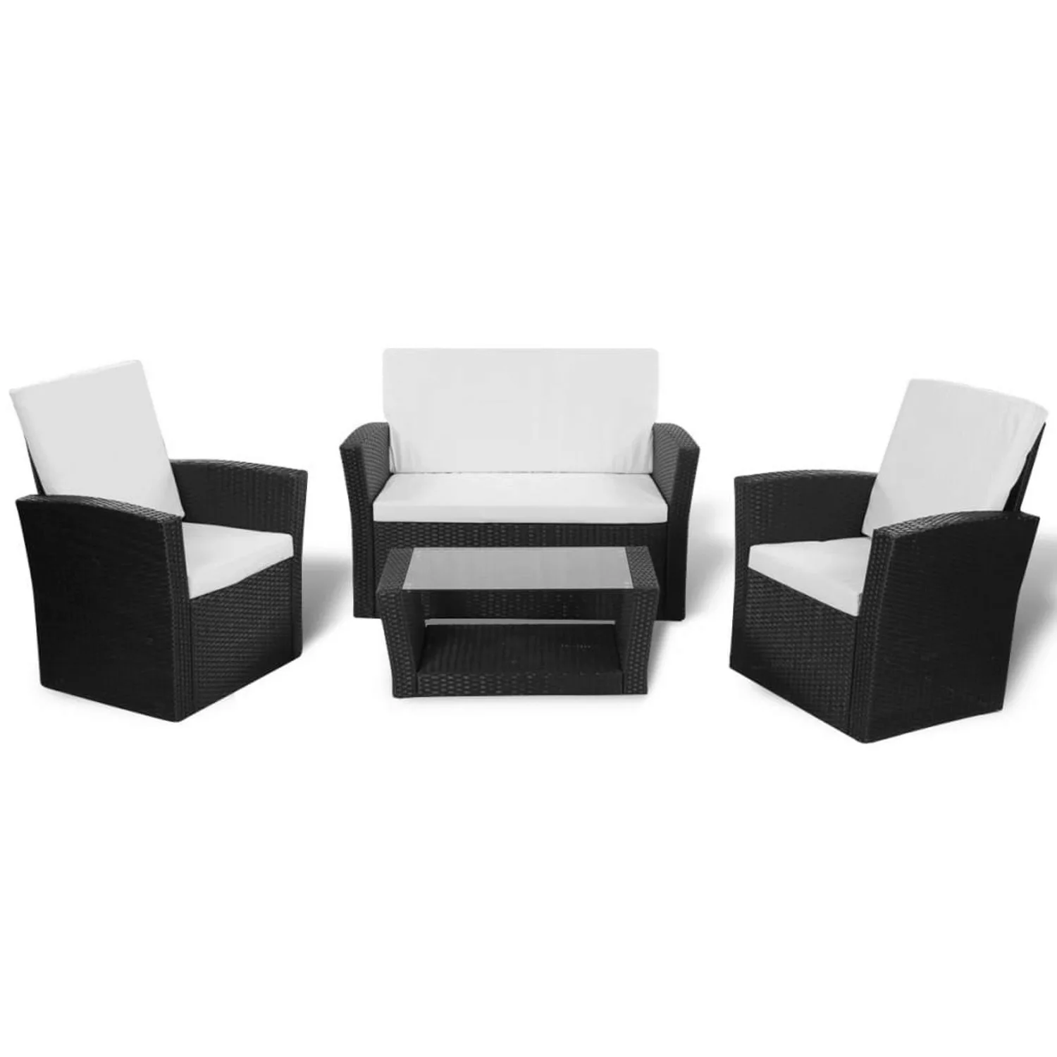 4-tlg. Garten-lounge-set Mit Auflagen Poly Rattan Schwarz günstig online kaufen