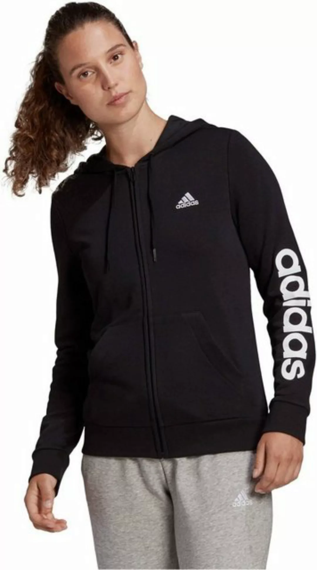 adidas Performance Kapuzensweatshirt W LIN FT FZ HD BLACK/WHITE günstig online kaufen