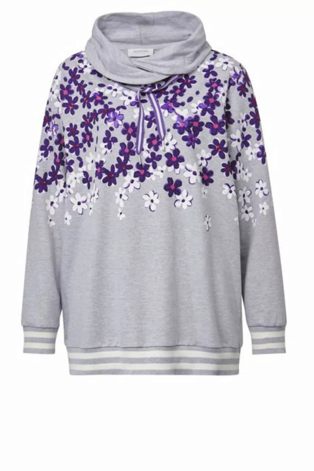 Janet & Joyce Sweatshirt Sweatshirt Regular Fit Blüten-Print Stehkragen günstig online kaufen