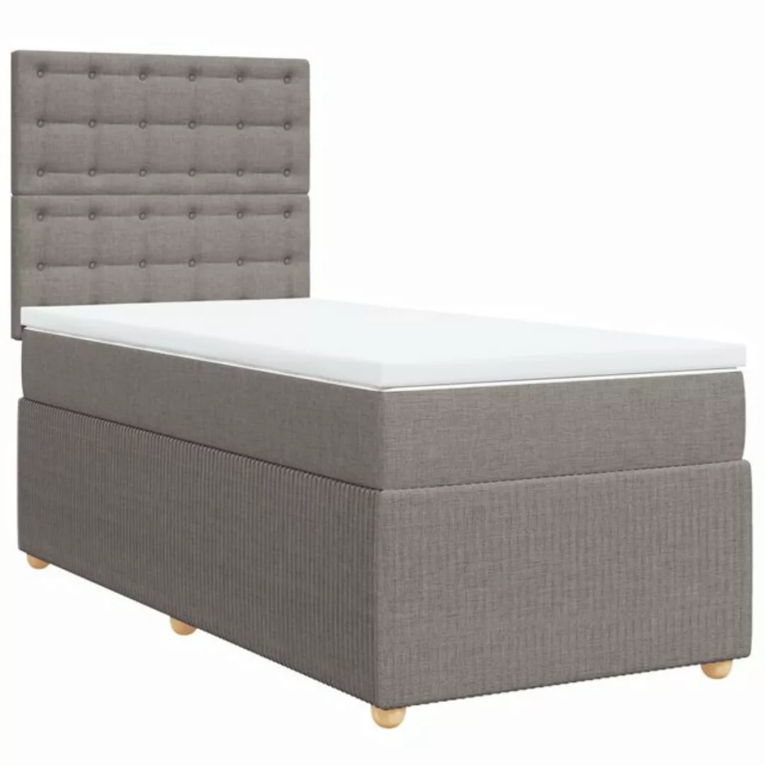 vidaXL Bett Boxspringbett mit Matratze Taupe 90x200 cm Stoff günstig online kaufen