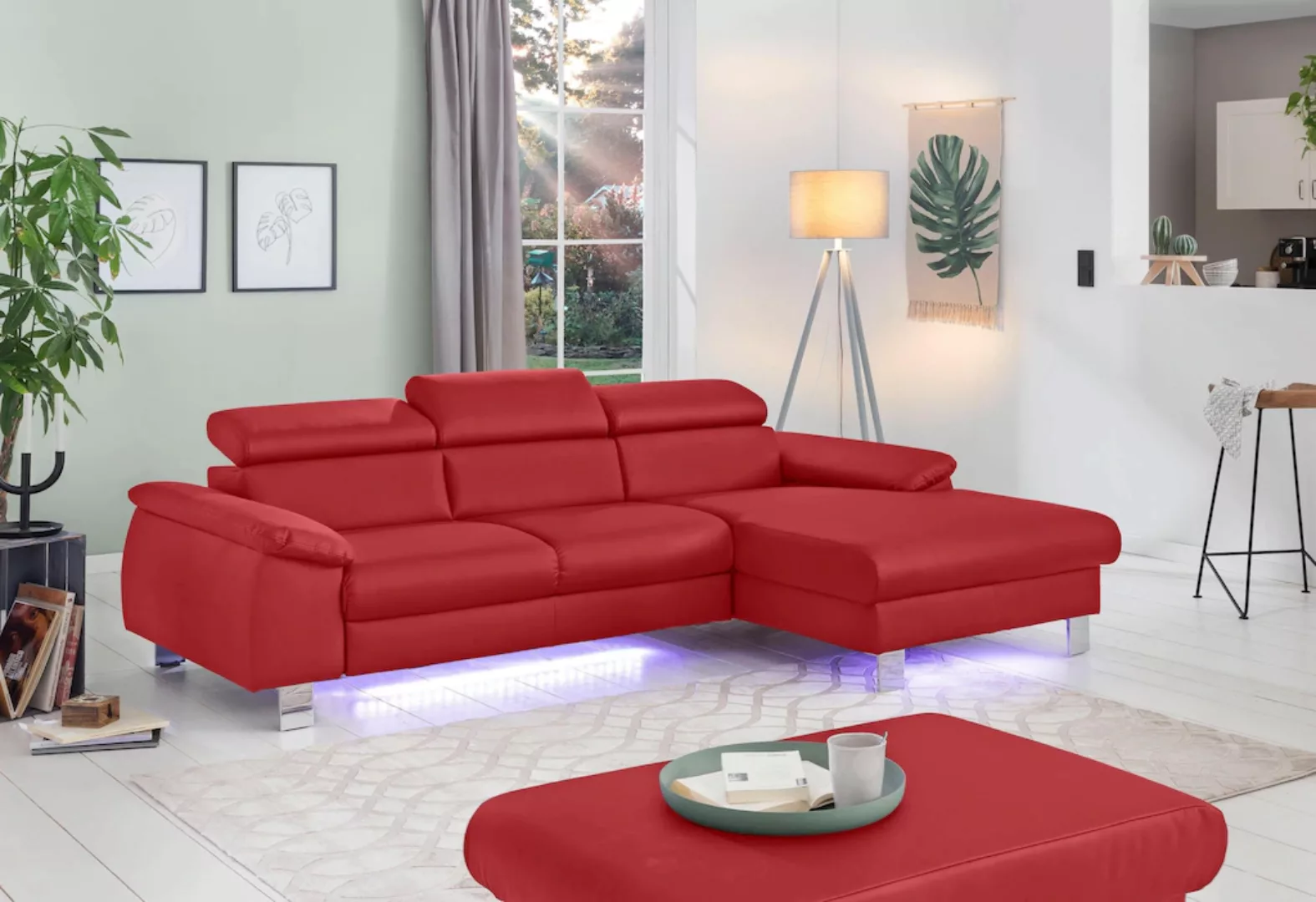 COTTA Ecksofa Komaris, Ecksofa, wahlweise mit RGB-LED-Beleuchtung und Bettf günstig online kaufen