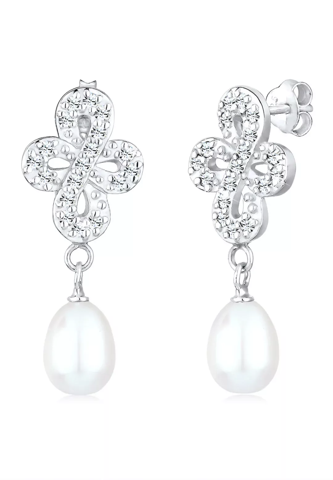 Elli Premium Paar Ohrhänger "Perlen Infinity Kreuz Kristalle Silber" günstig online kaufen