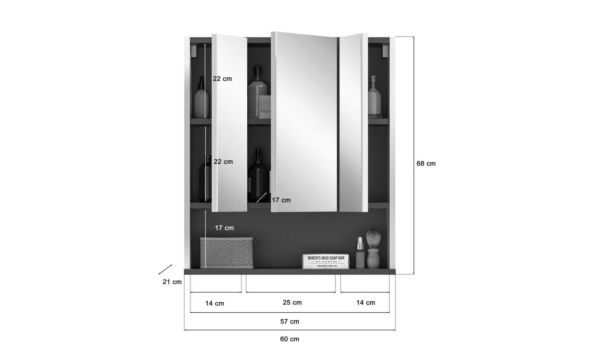 ebuy24 Badezimmerspiegelschrank Rocket Spiegelschrank Bad 3 Türen, 1 Ablage günstig online kaufen