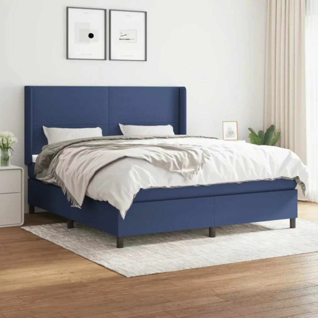 vidaXL Boxspringbett Boxspringbett mit Matratze Blau 180x200 cm Stoff Bett günstig online kaufen