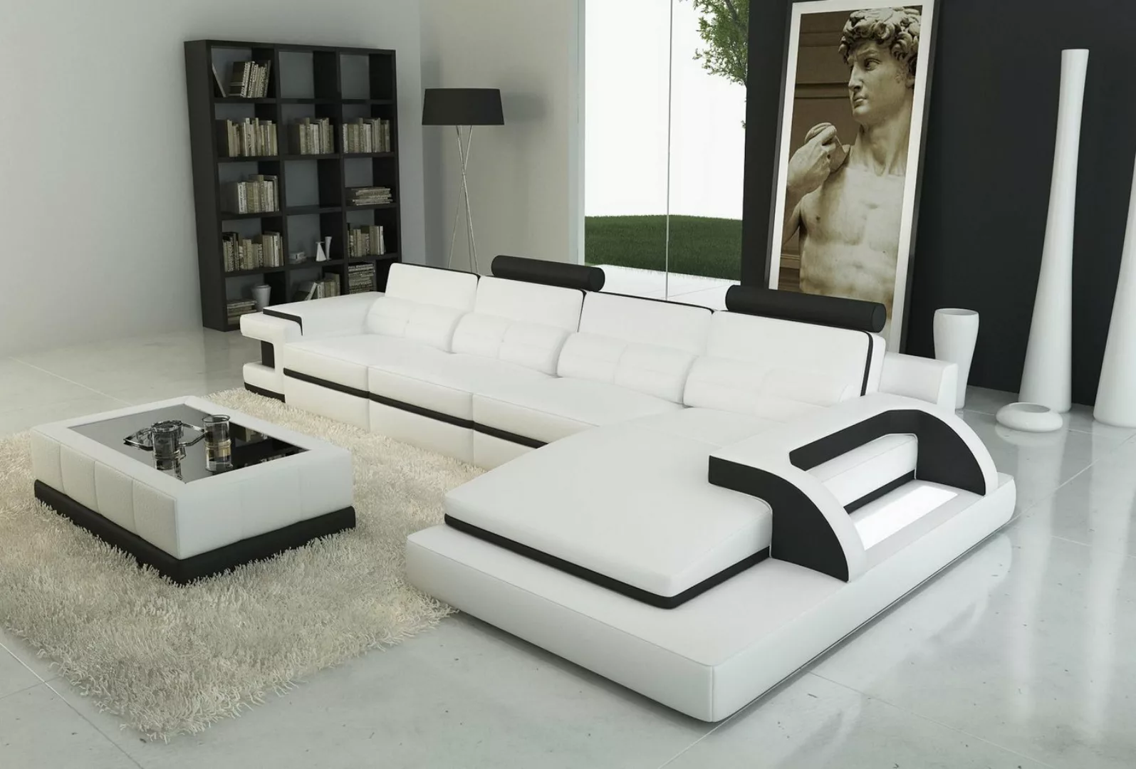 Xlmoebel Sofa Ecksofa aus Leder Polster Eckcouch Wohnlandschaft U-Form Sofa günstig online kaufen