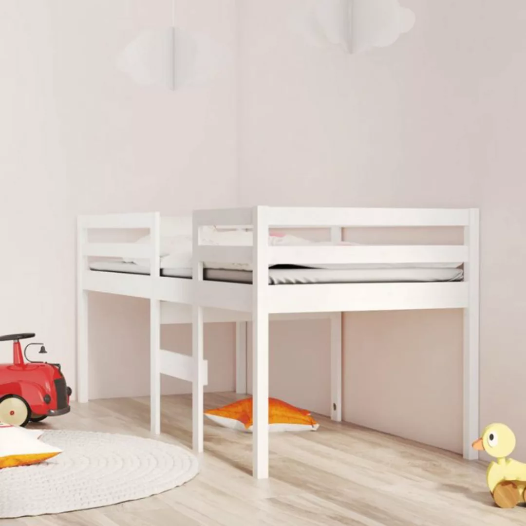 vidaXL Bettgestell Hochbett Weiß 90x190 cm Massivholz Kiefer Bett Bettgeste günstig online kaufen