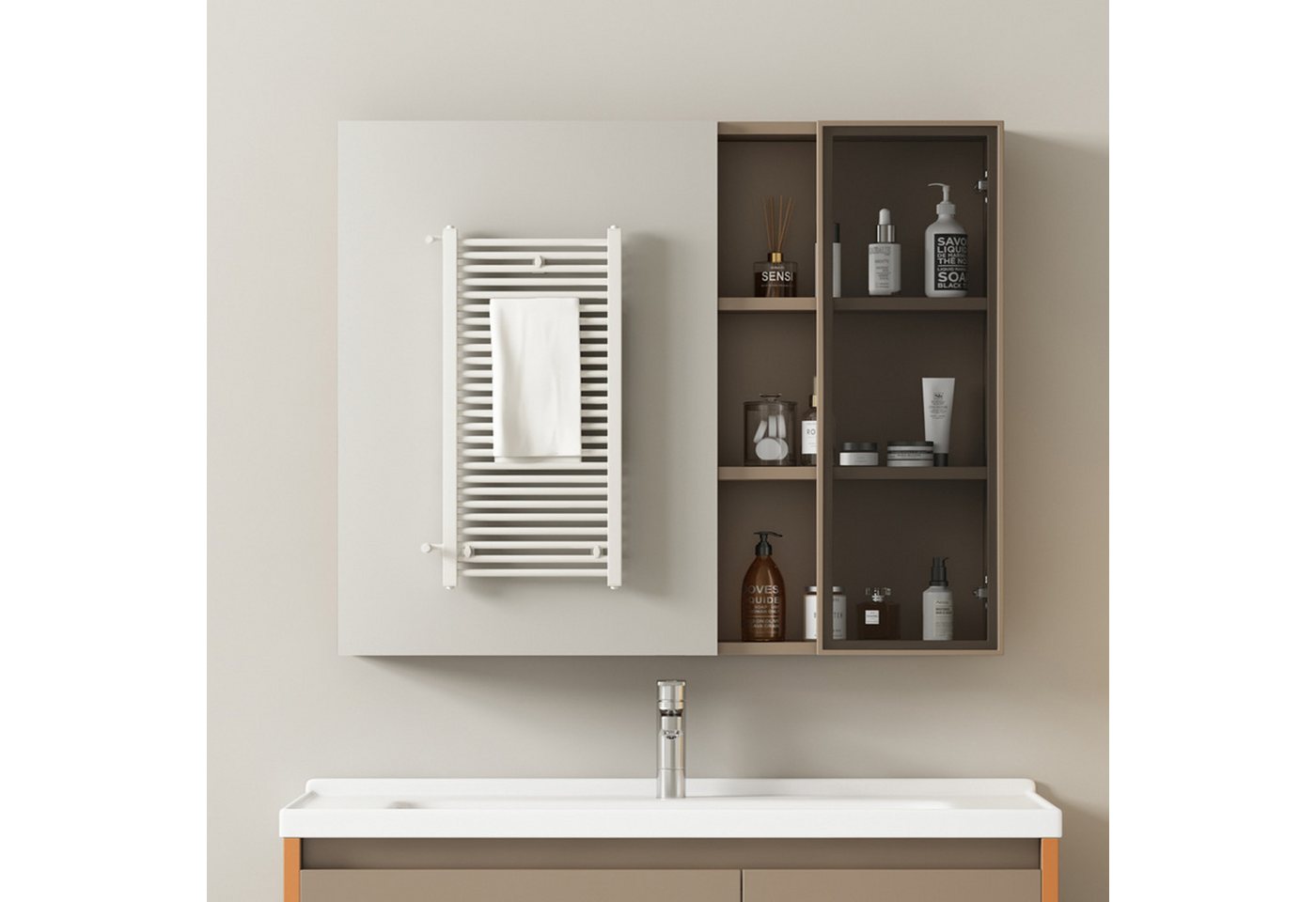 OKWISH Badezimmerspiegelschrank Spiegelschrank,Badmöbel (Spiegelschrank,Bad günstig online kaufen