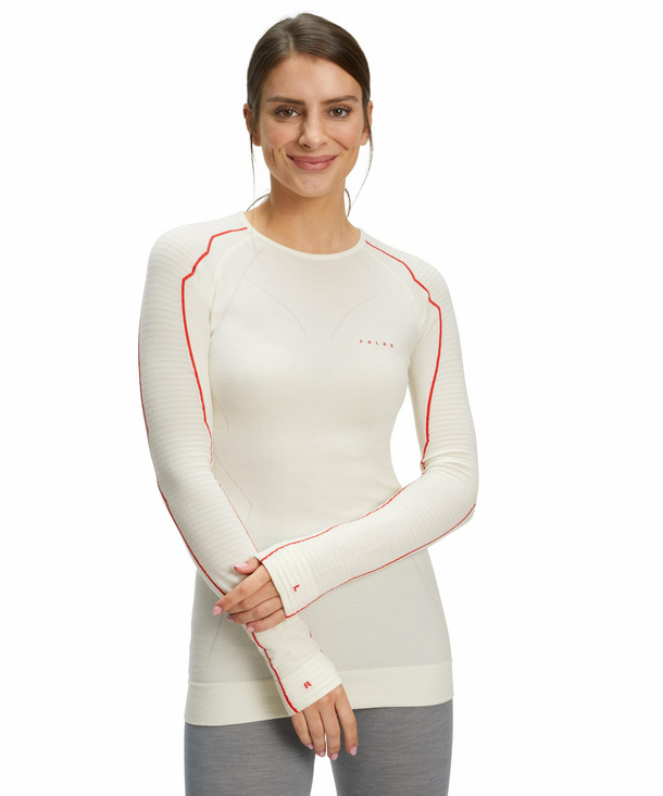 FALKE Damen Langarmshirt Wool-Tech, L, Weiß, Uni, Schurwolle, 33211-204804 günstig online kaufen