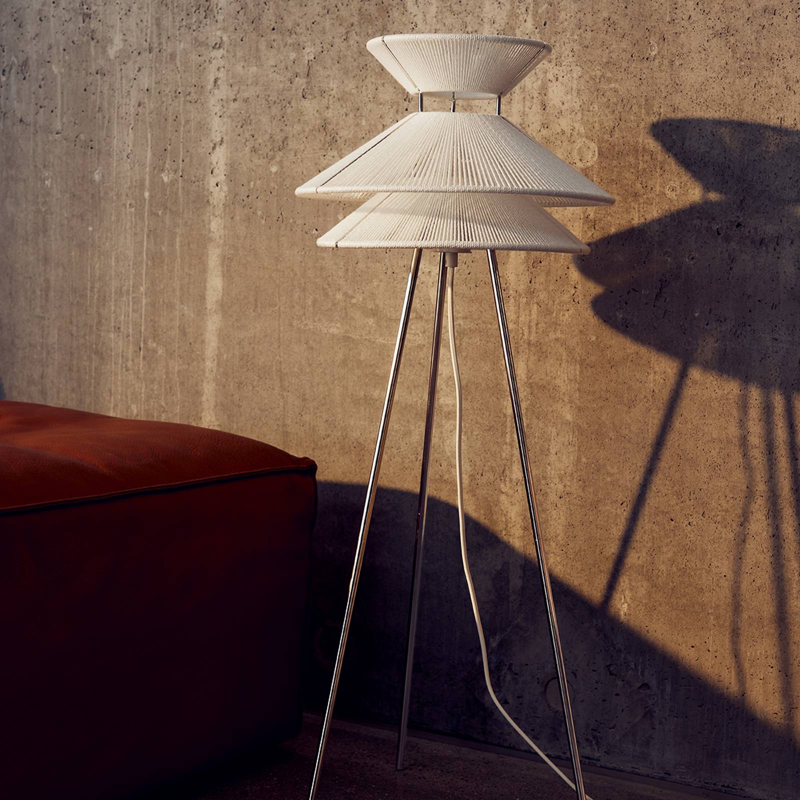 FRANDSEN Stehleuchte Kiku, Metall, Leinen, weiß, Höhe 90 cm günstig online kaufen