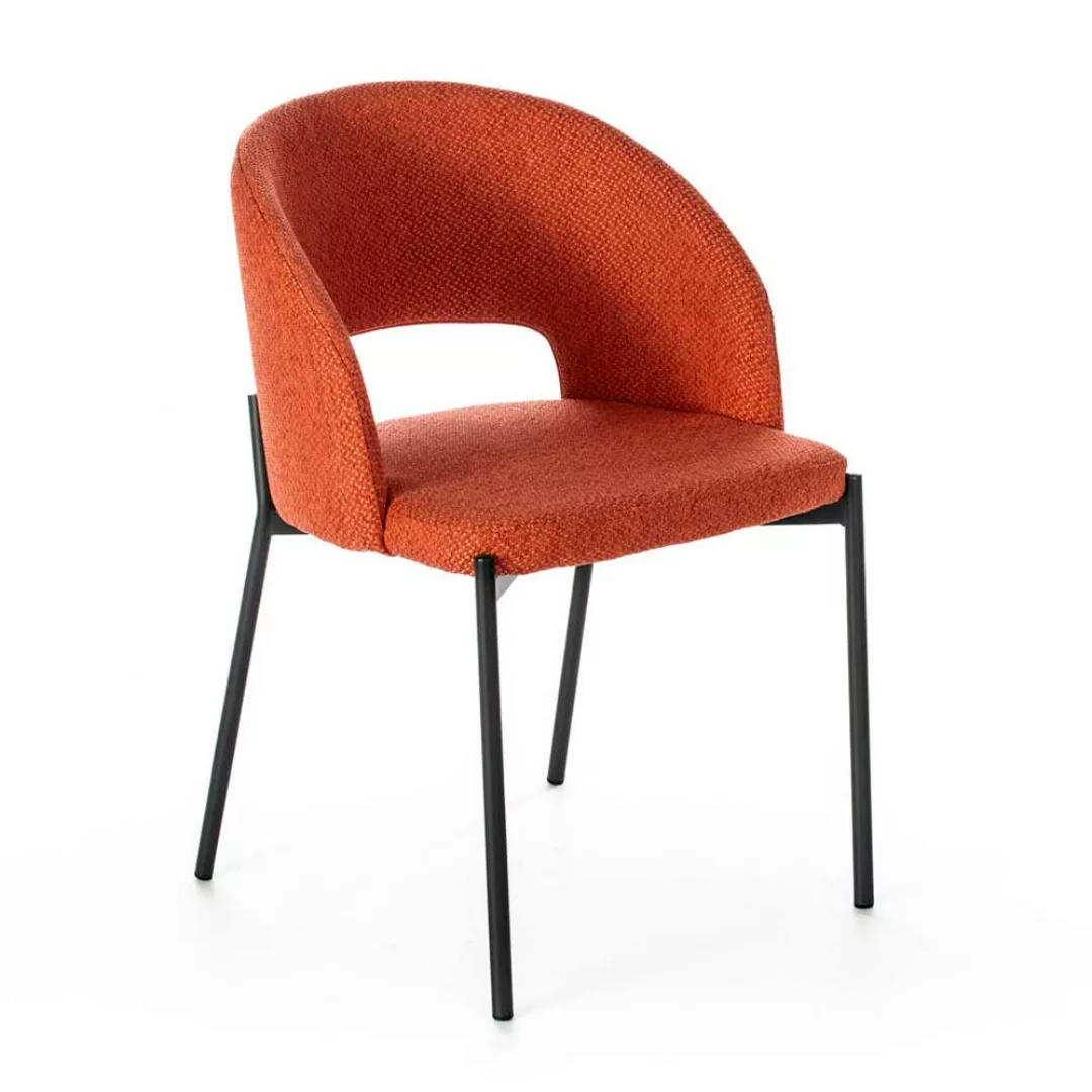 2 Stühle in Orange & Anthrazit Strukturstoff und Metall (2er Set) günstig online kaufen
