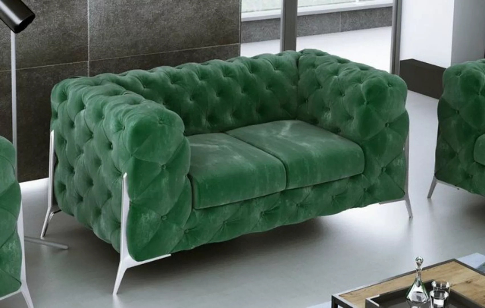 JVmoebel Sofa Grüße Chesterfield Couch 2 Sitzer Polster Sitz Textil Stoff S günstig online kaufen