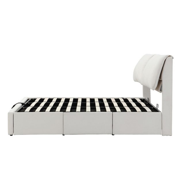 WISHDOR Polsterbett Hydraulisches Bett (180*200cm), mit 3 Schubladen,Bettka günstig online kaufen