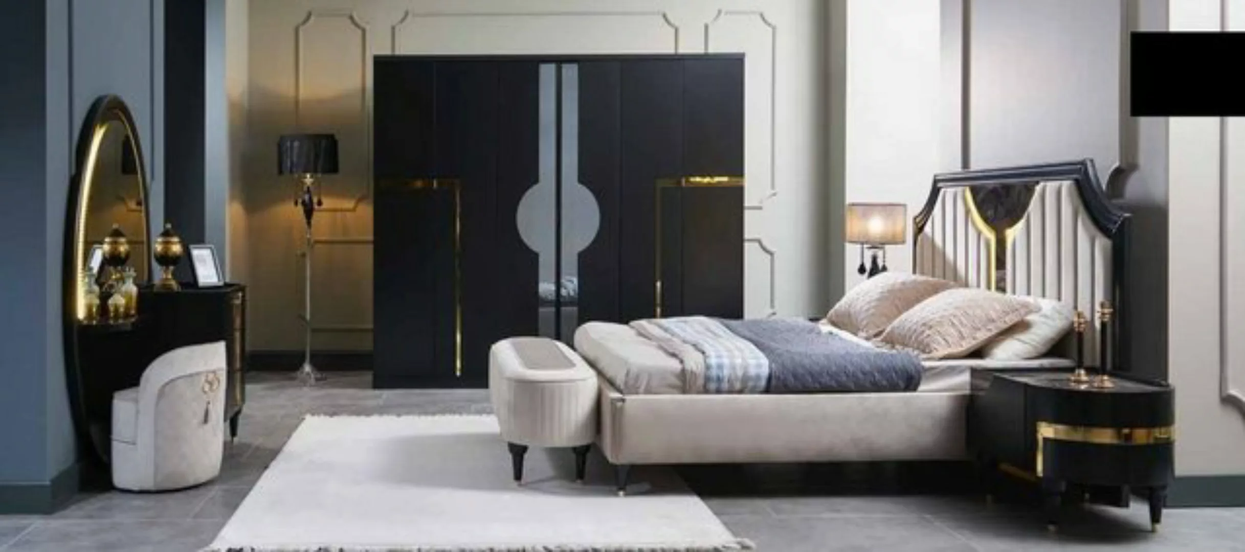 JVmoebel Bett, Bett 2x Nachttisch 3tlg. Set Design Luxus Komplettes Sets günstig online kaufen