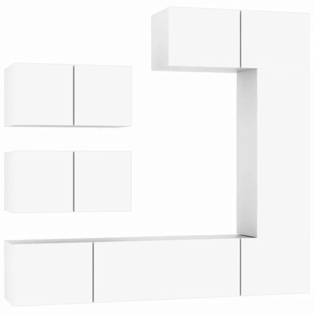 vidaXL TV-Schrank 6-tlg. TV-Schrank-Set Weiß Holzwerkstoff (6-St) günstig online kaufen