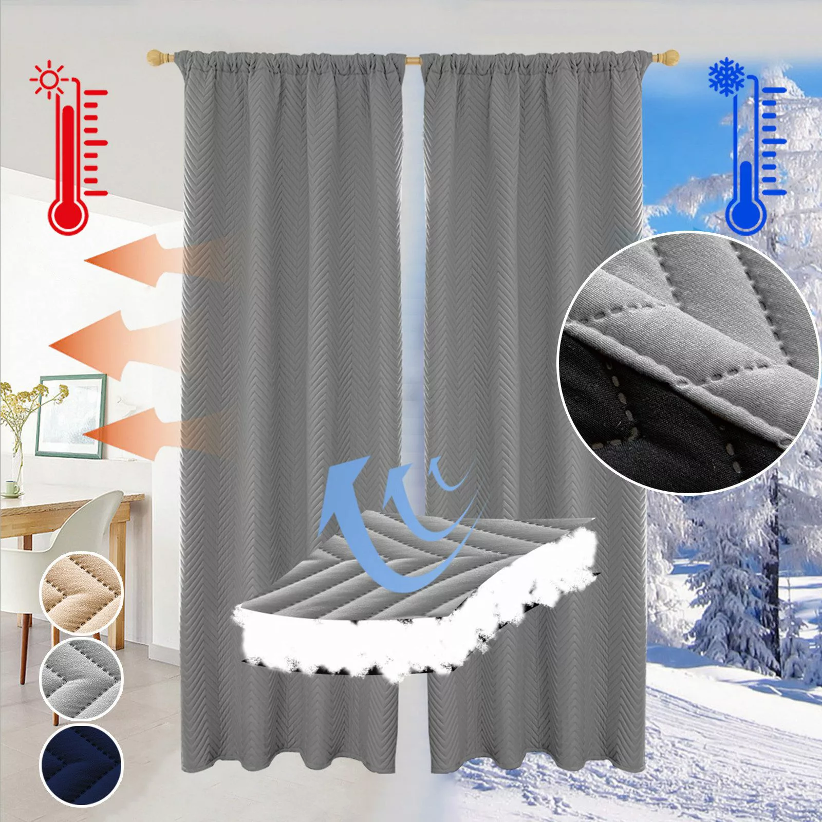 LMaxhome Vorhang Verdunkelungsvorhang Gesteppt Thermovorhang Türvorhang günstig online kaufen
