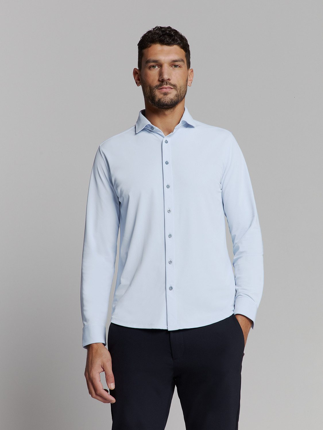 NO EXCESS Langarmhemd No Excess Jersey-reisehemd günstig online kaufen
