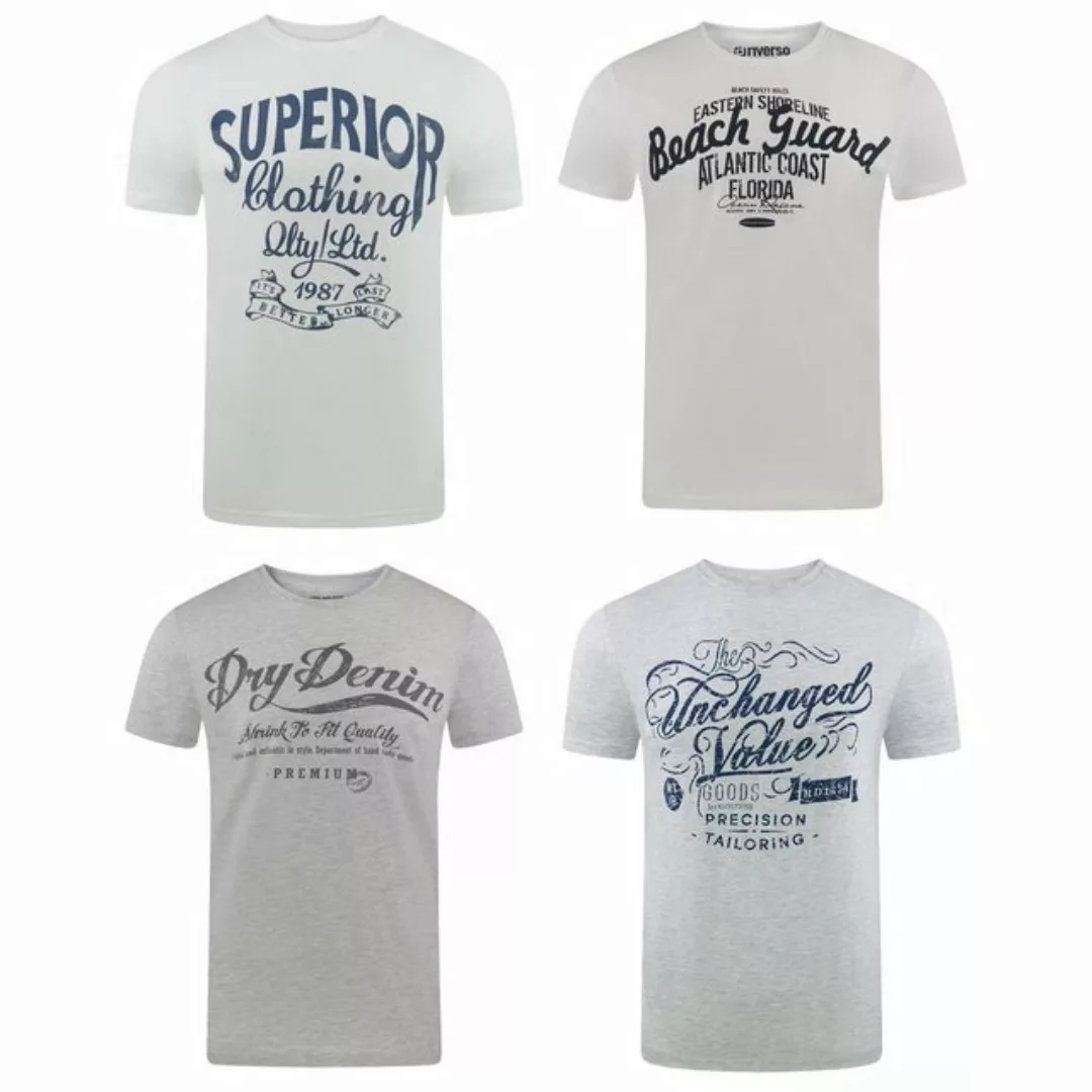 riverso Tshirt Herren Baumwolle Regular Fit RIVLeon 4er Set Pack günstig online kaufen