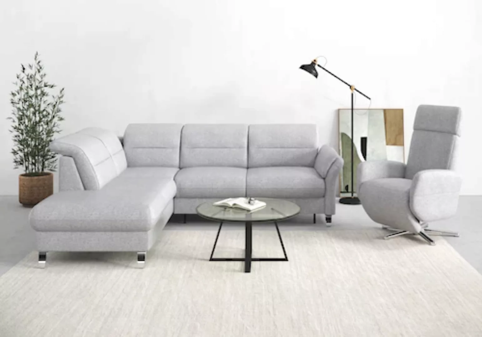 sit&more Ecksofa »Grenoble L-Form«, Federkern, wahlweise mit Bettfunktion, günstig online kaufen