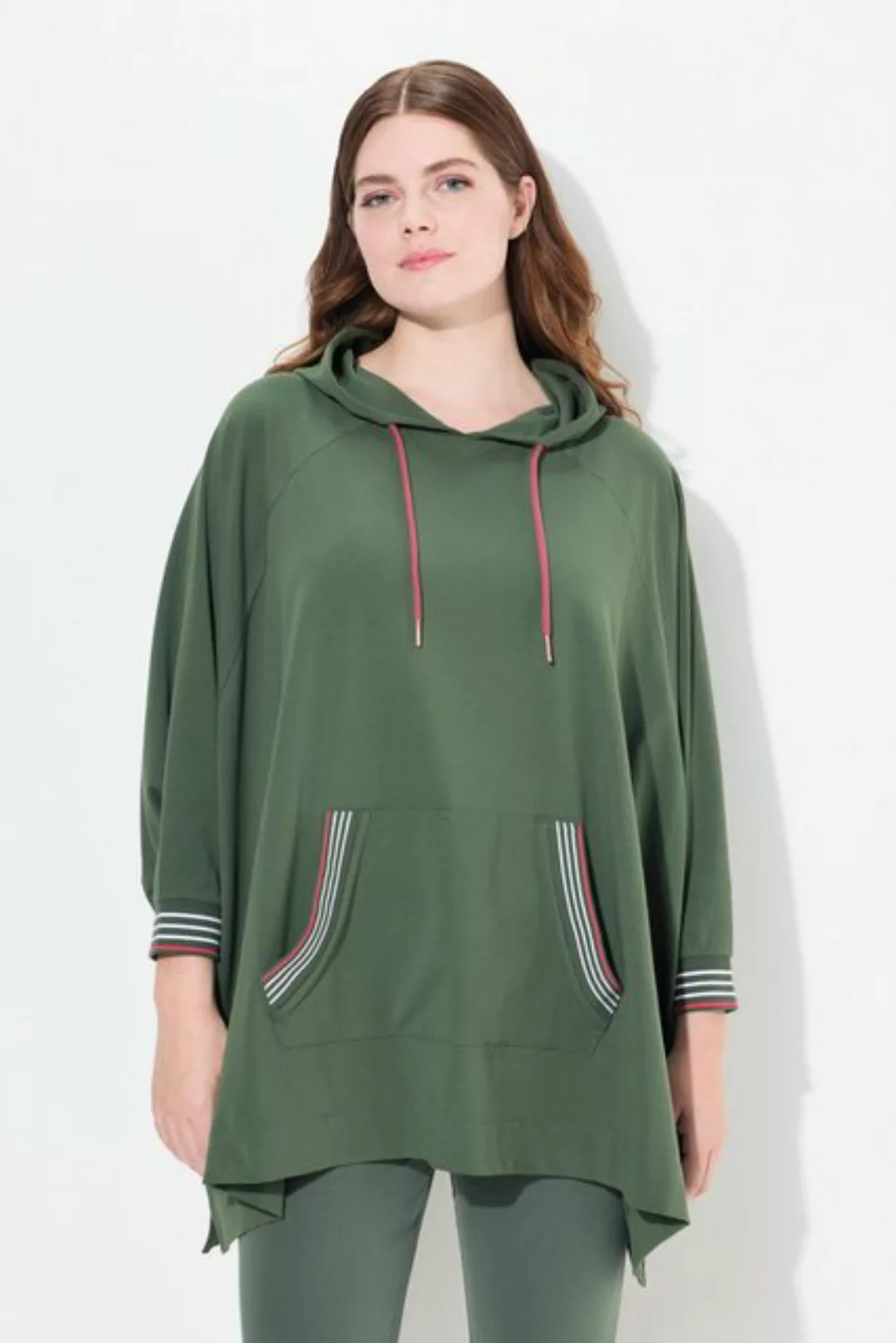 Ulla Popken Sweatjacke Loungwear-Poncho oversized Kapuze Langarm günstig online kaufen