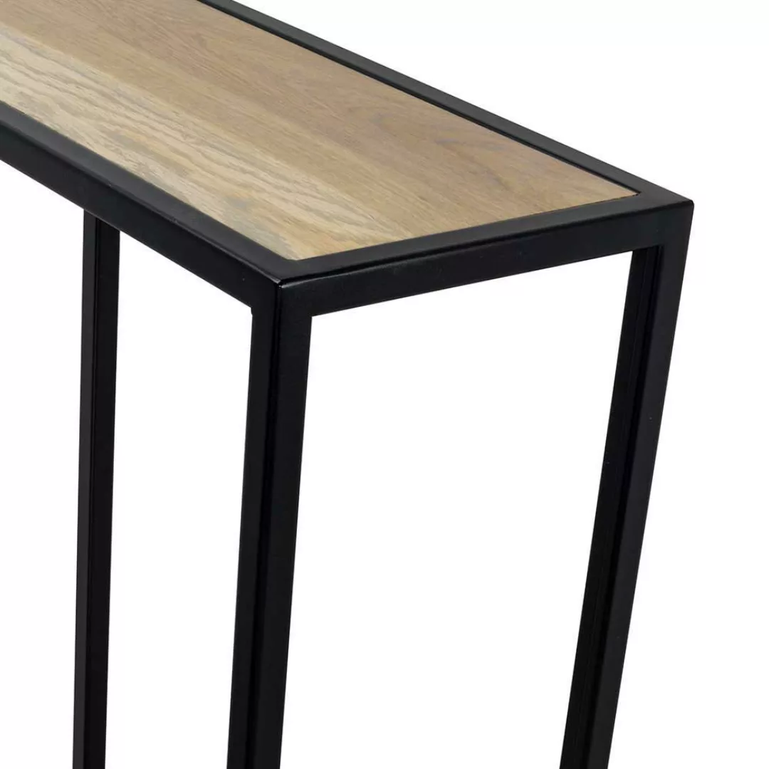 Konsolentisch mit Massivholzplatte schwarzem Bügelfuß günstig online kaufen