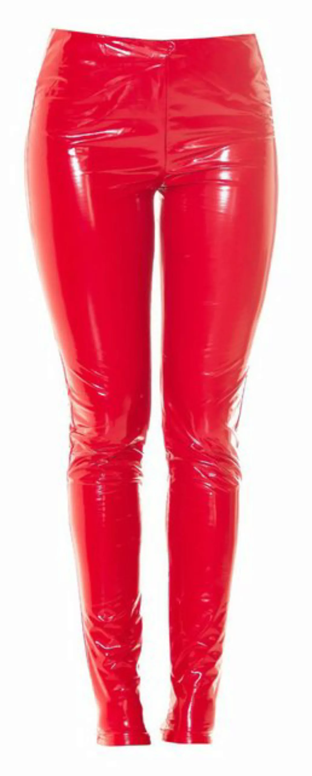 Koucla Leggings Hose in Latex-Optik, Wetlook einfarbig Clubwear Schnürung günstig online kaufen