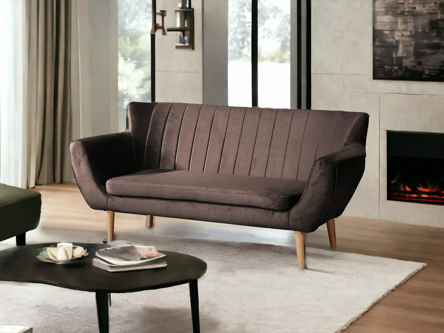 Compleo 2-Sitzer Sofa mit hohen Beinen, Velours-Sofa TULIO, Breite: 160, Ko günstig online kaufen