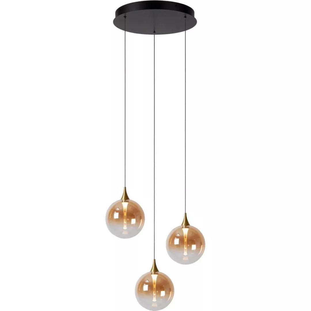 LED Pendelleuchte Gisela in Gold-transparent und Schwarz-matt 3x 3,6W 939lm günstig online kaufen