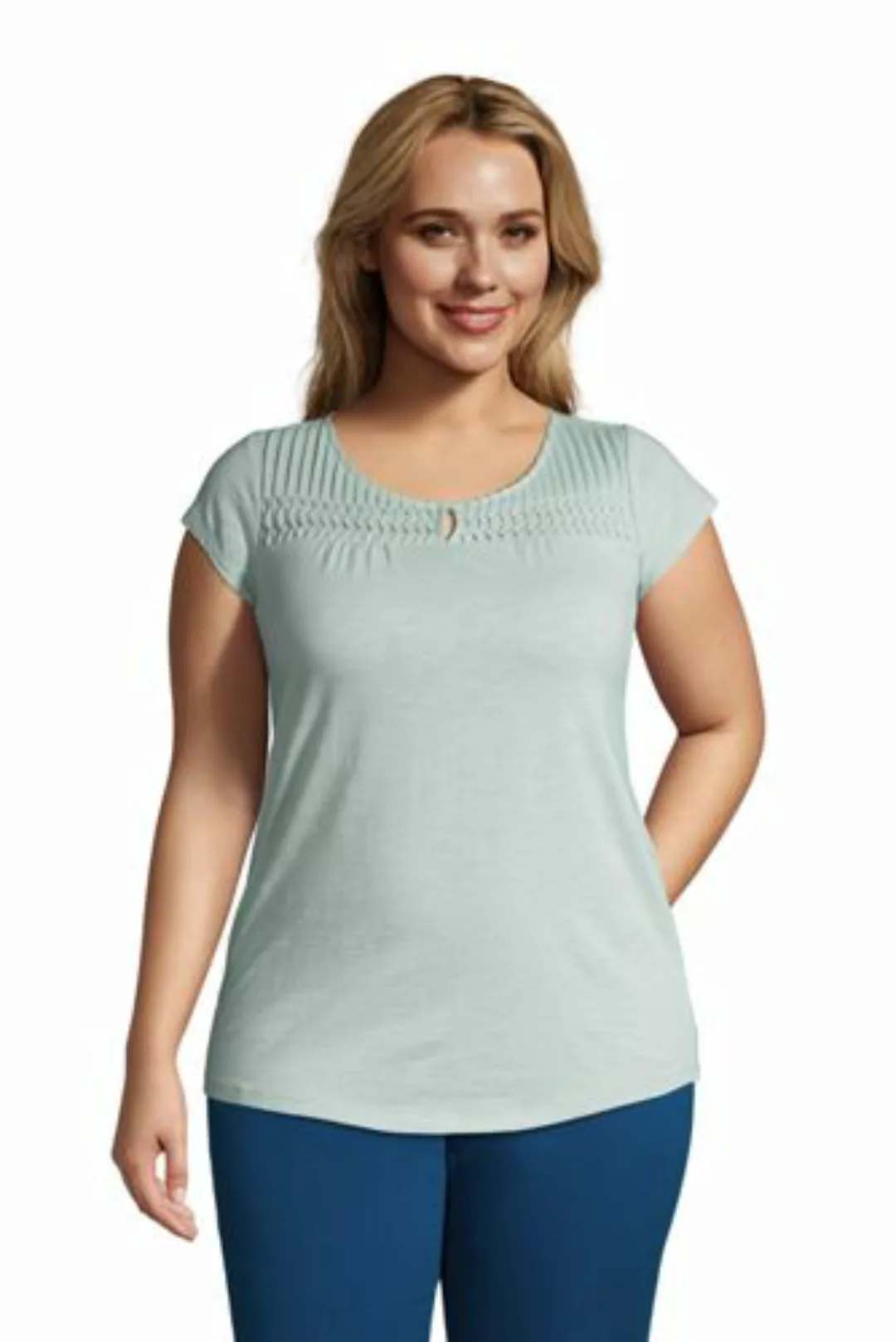 Shirt mit Biesen in großen Größen, Damen, Größe: 56-58 Plusgrößen, Grün, Ba günstig online kaufen