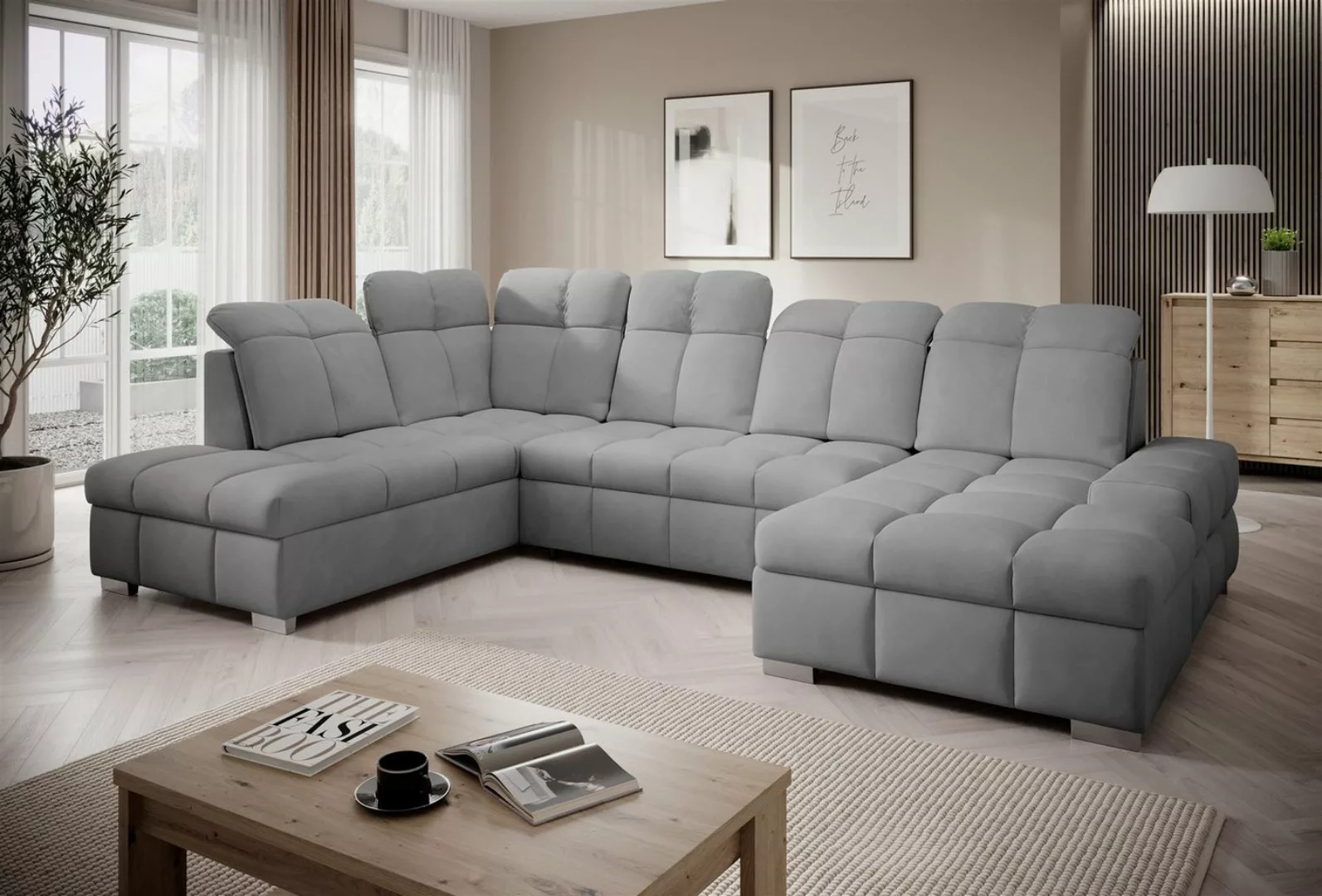 Fun Möbel Wohnlandschaft Sofa U-Form TEMPE mit Schlaffunktion, verstellbare günstig online kaufen