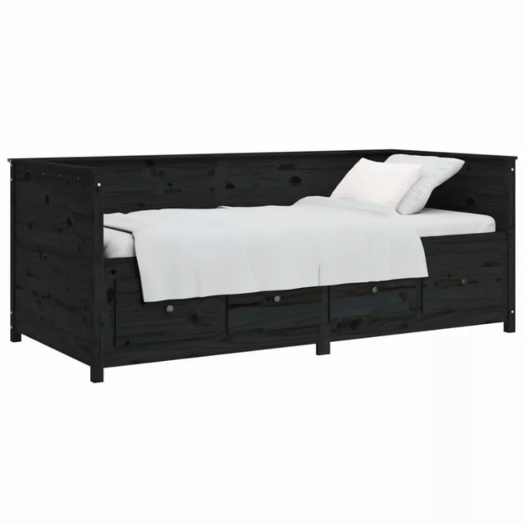 vidaXL Gästebett Gästebett Tagesbett Schwarz 90x200 cm Massivholz Kiefer Be günstig online kaufen