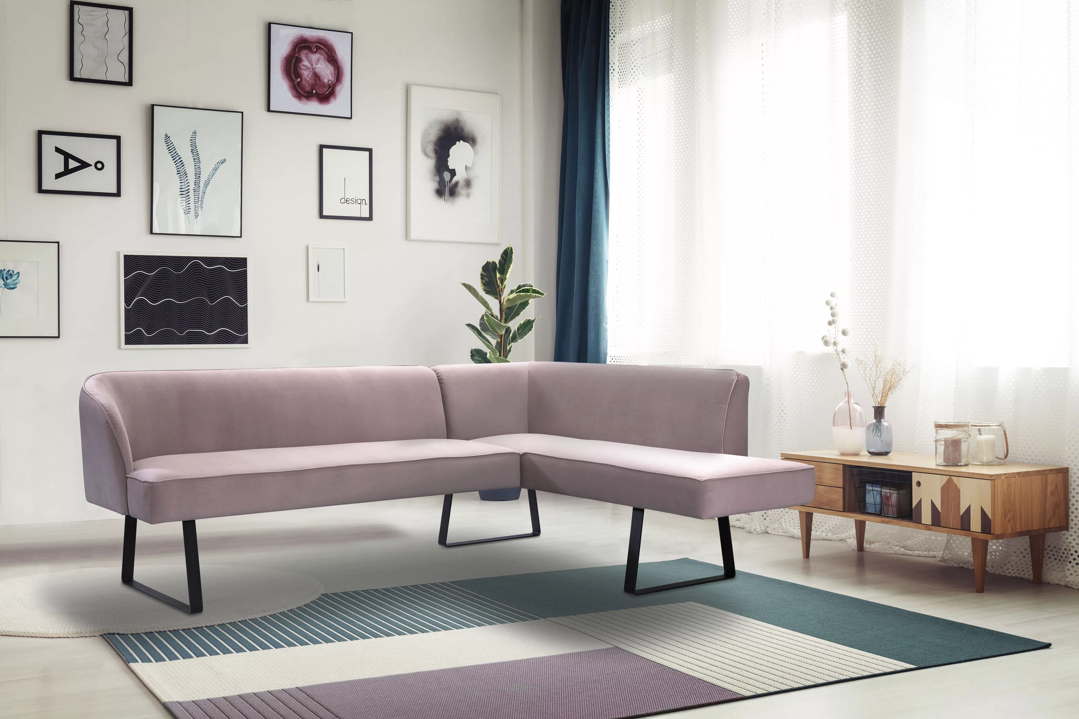 exxpo - sofa fashion Eckbank "Americano", mit Keder und Metallfüßen, Bezug günstig online kaufen