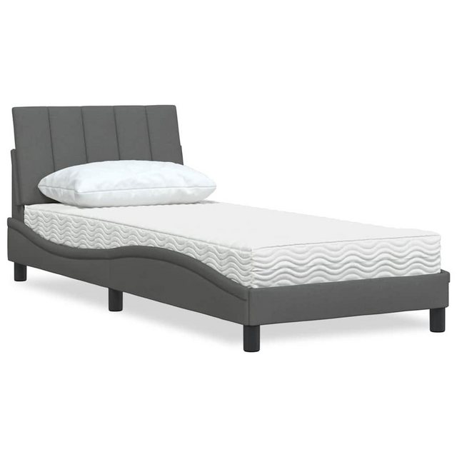 vidaXL Bett, Bett mit Matratze Dunkelgrau 80x200 cm Stoff günstig online kaufen