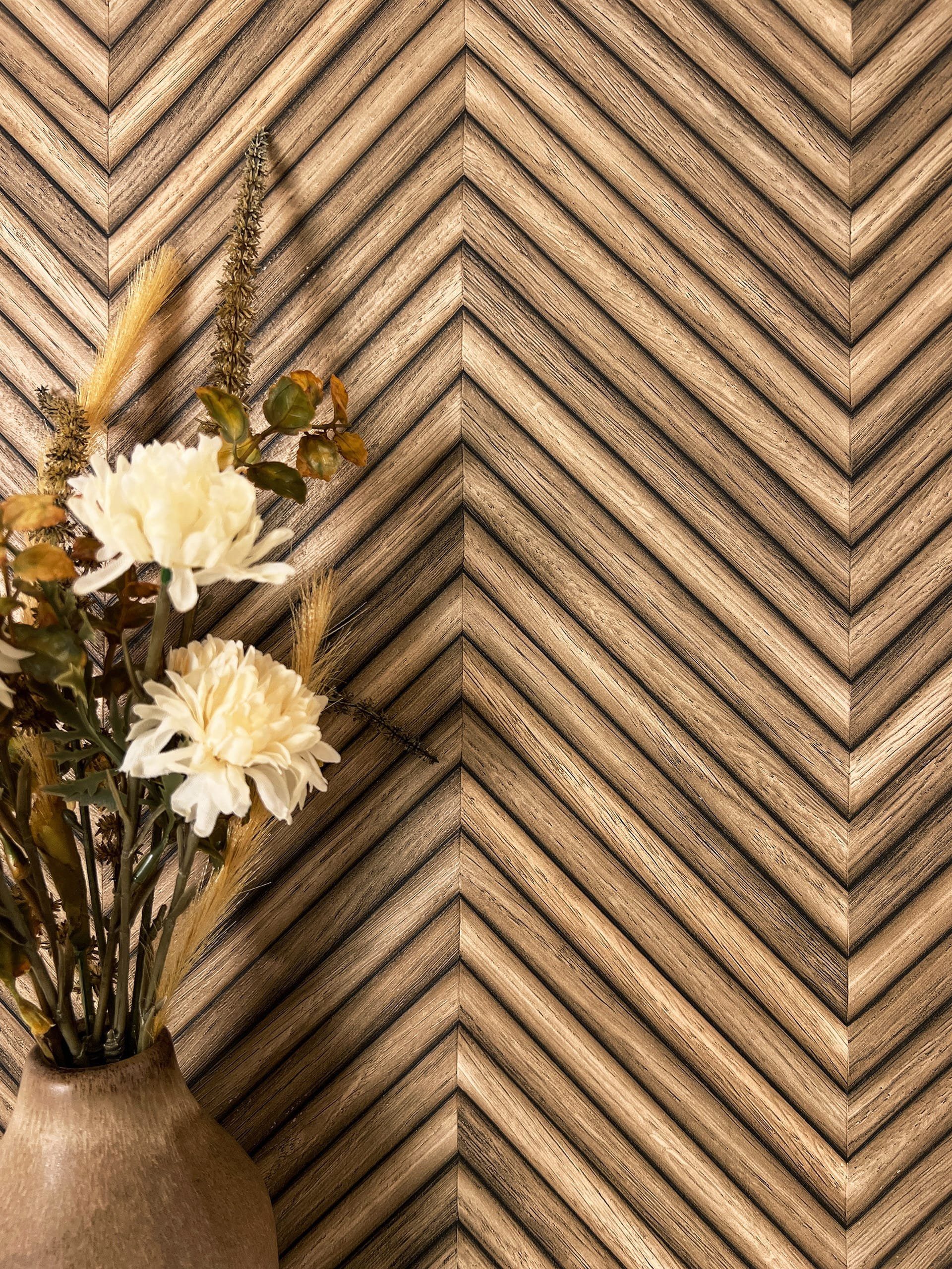 Newroom Vliestapete, Braun Tapete Modern Holz günstig online kaufen