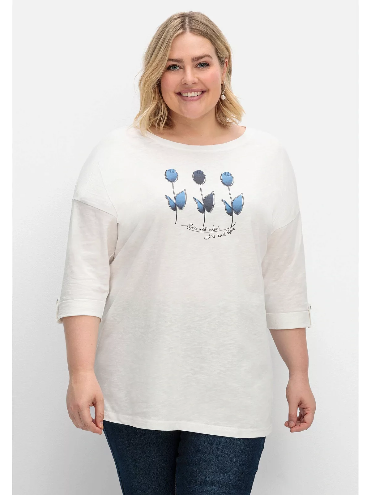 Sheego T-Shirt "Große Größen", mit Blumen-Frontdruck günstig online kaufen
