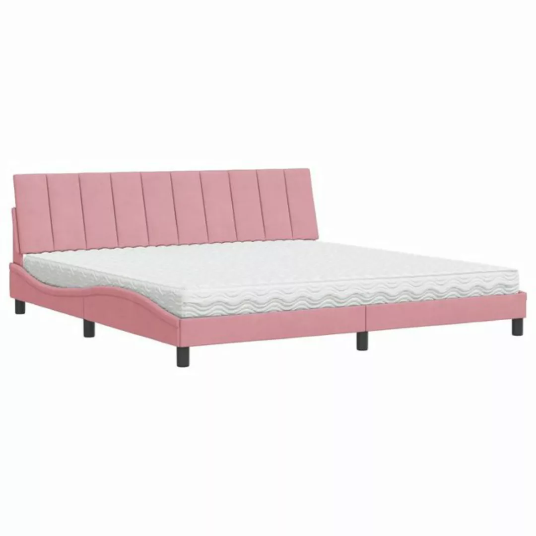 vidaXL Bett Bett mit Matratze Rosa 200x200 cm Samt günstig online kaufen