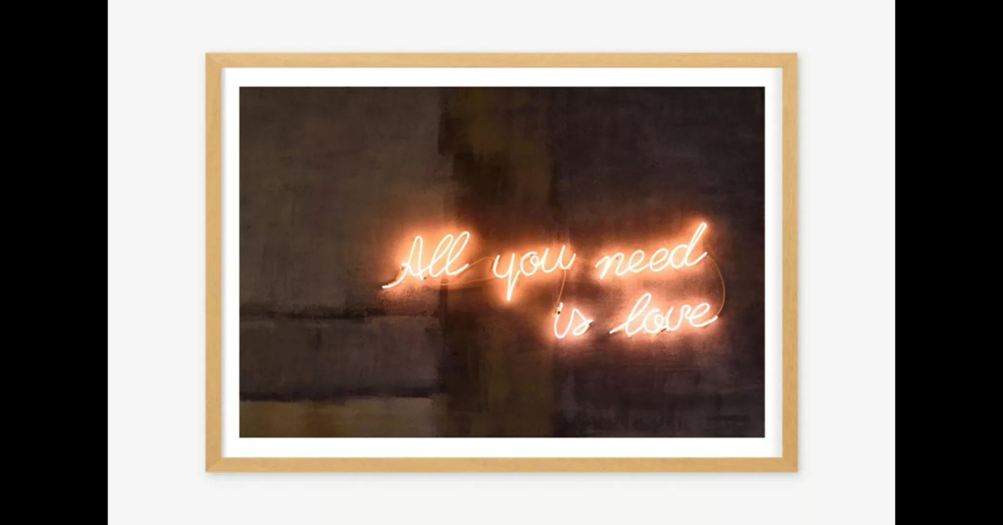 All You Need Is Love Neon Typography gerahmter Kunstdruck (A3) - MADE.com günstig online kaufen