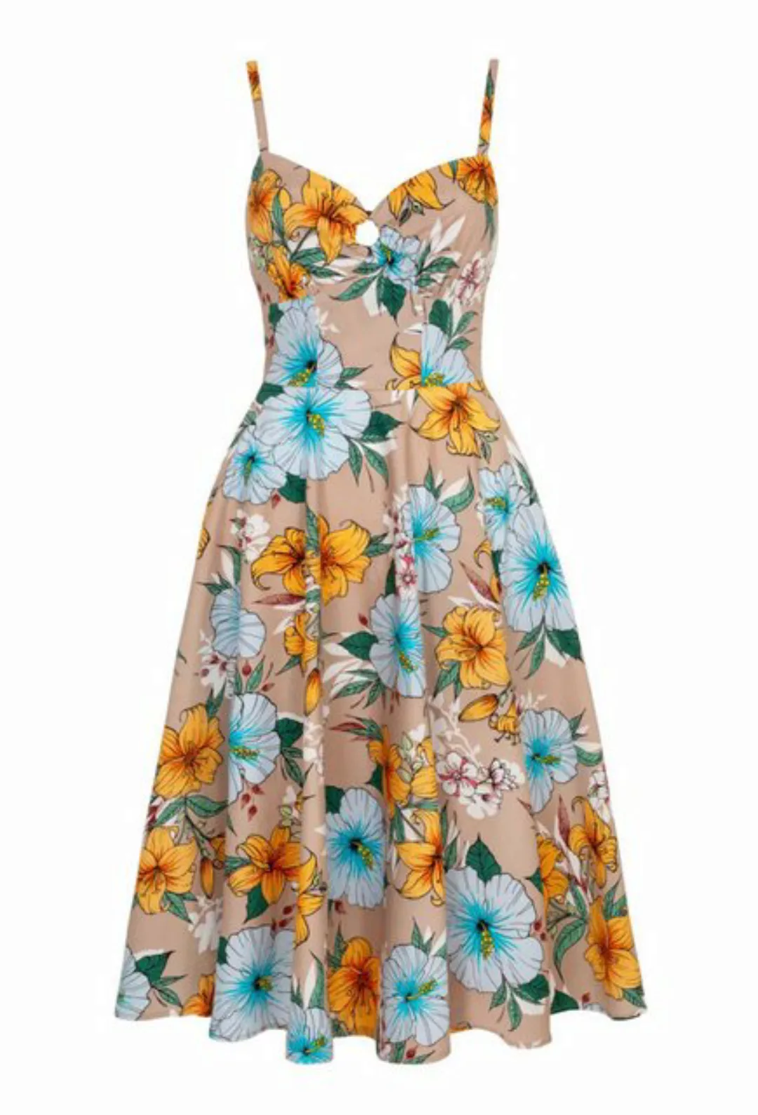 Hell Bunny Trägerkleid Pattaya Blumenmuster Retro Vintage Tropical Flowers günstig online kaufen