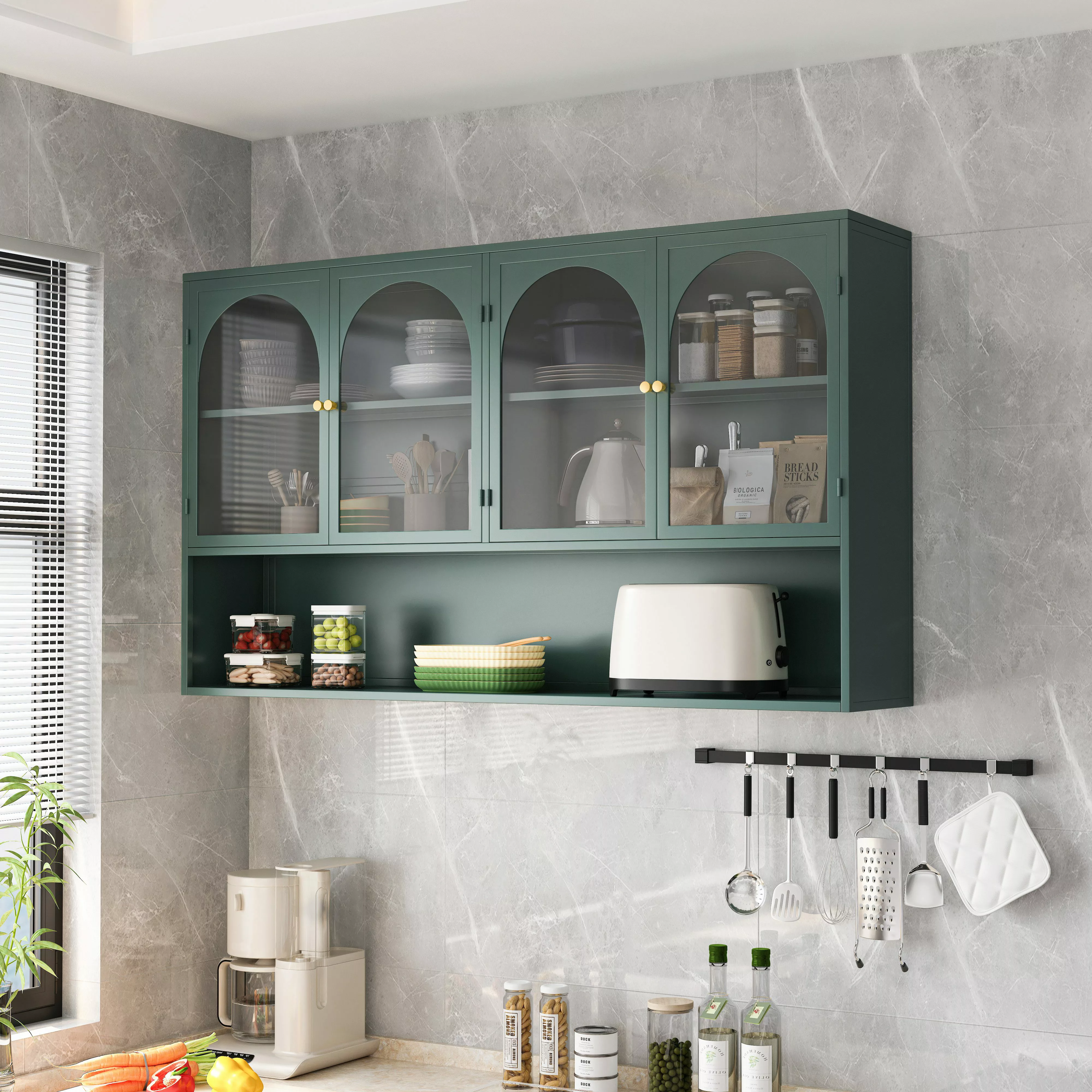 Celya Wandhängeschrank Glas-Wandregal,Hängeschrank küche, 120cm Wandschrank günstig online kaufen