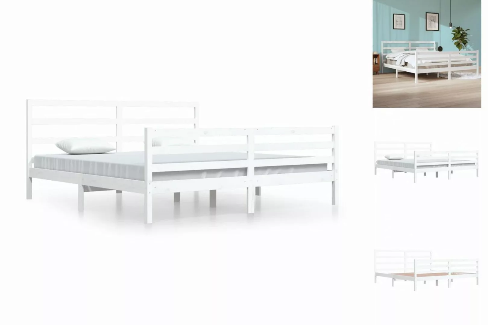 vidaXL Bettgestell Massivholzbett Weiß Kiefer 200x200 cm Bett Bettgestell D günstig online kaufen