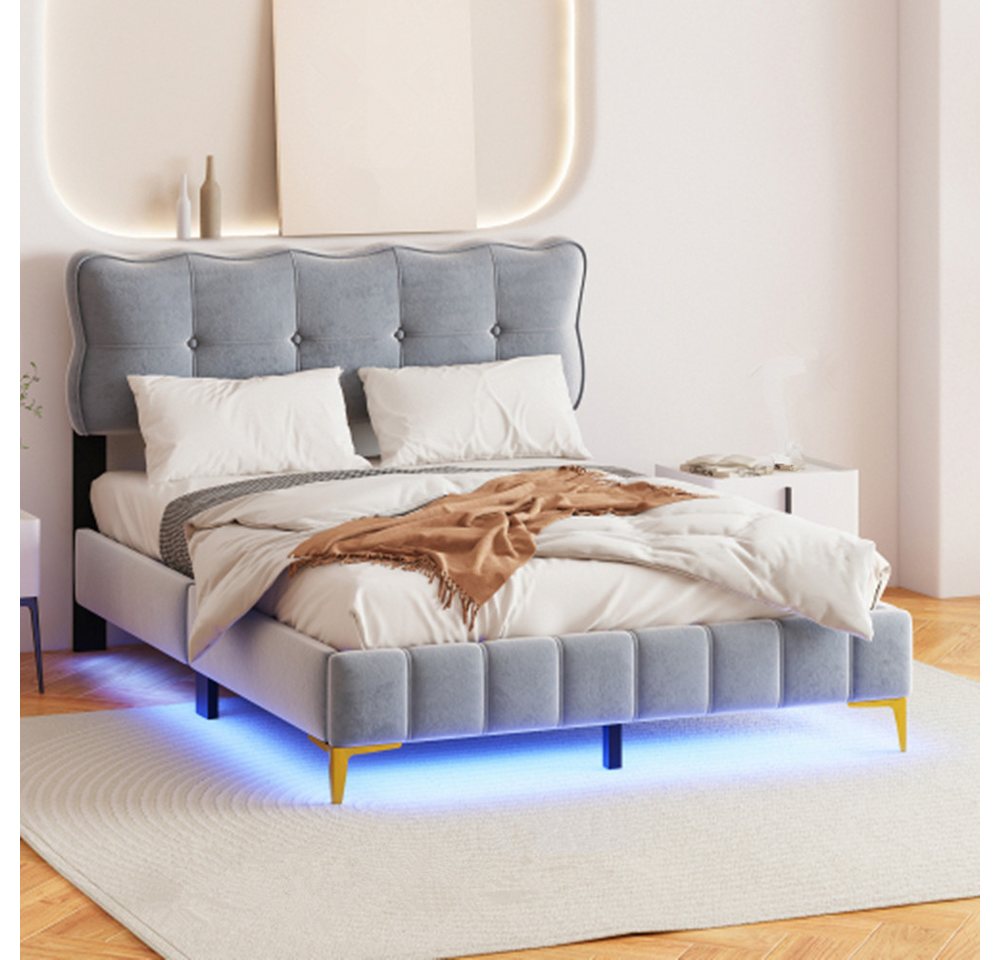 XDeer Polsterbett Polsterbett 140 x 200 cm, Jugendbett, Doppelbett mit LED- günstig online kaufen