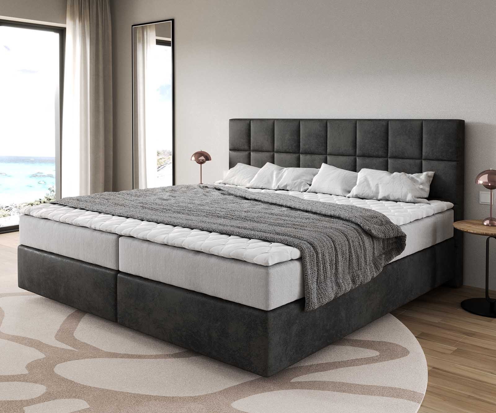 DELIFE Boxspringbett Dream-Fine, Mikrofaser Anthrazit Vintage günstig online kaufen